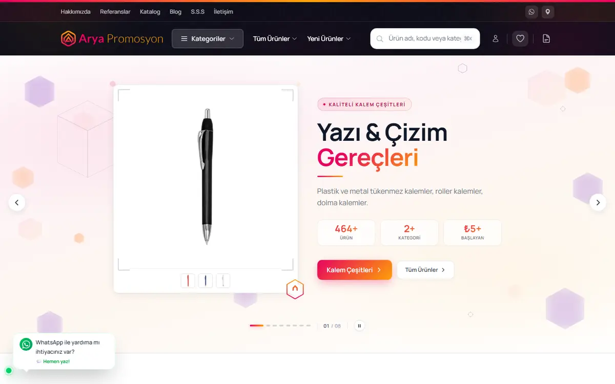 Arya Promosyon ana sayfası