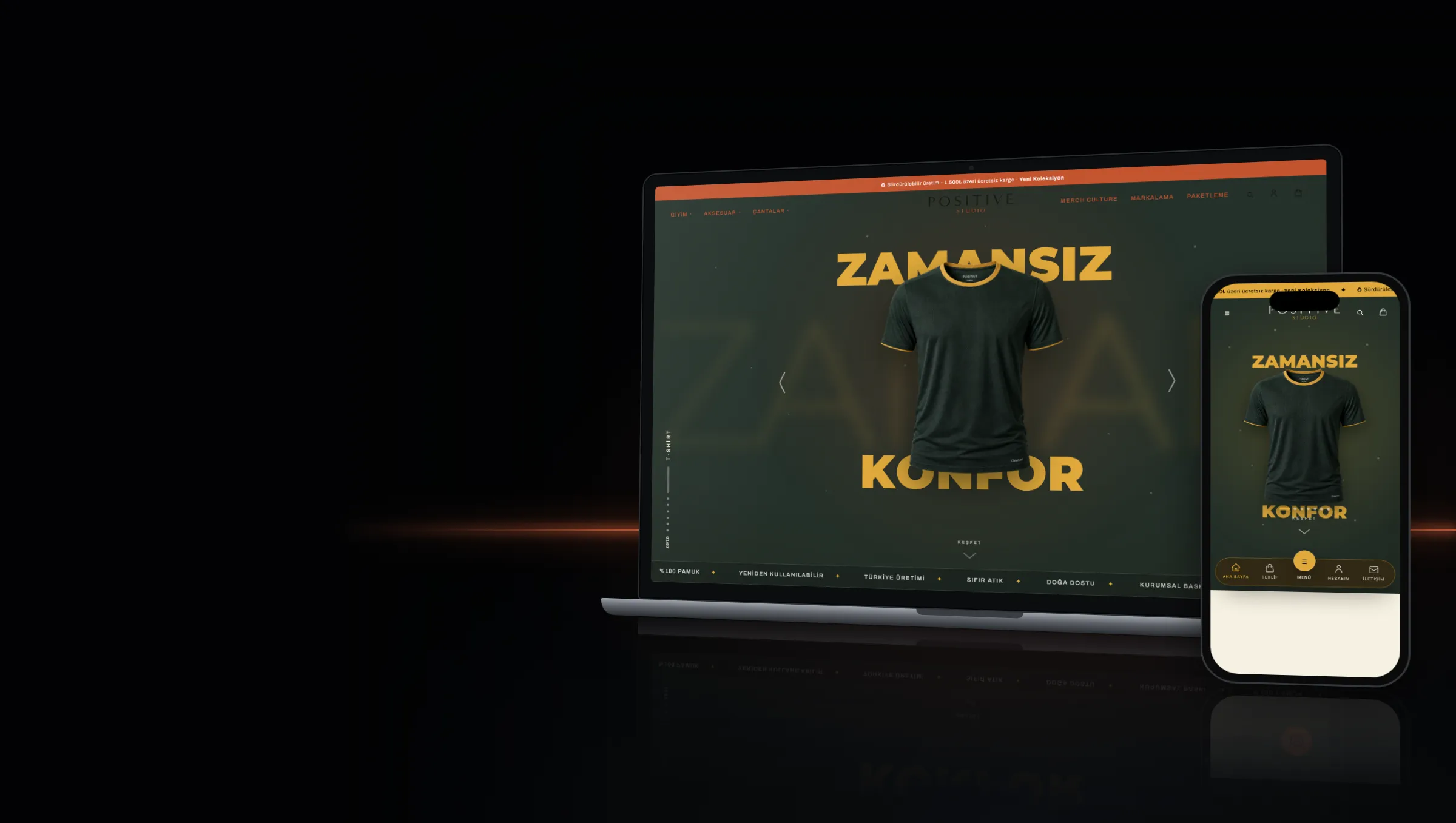 Positive Studio sitesinin masaüstü ve mobil görünümü