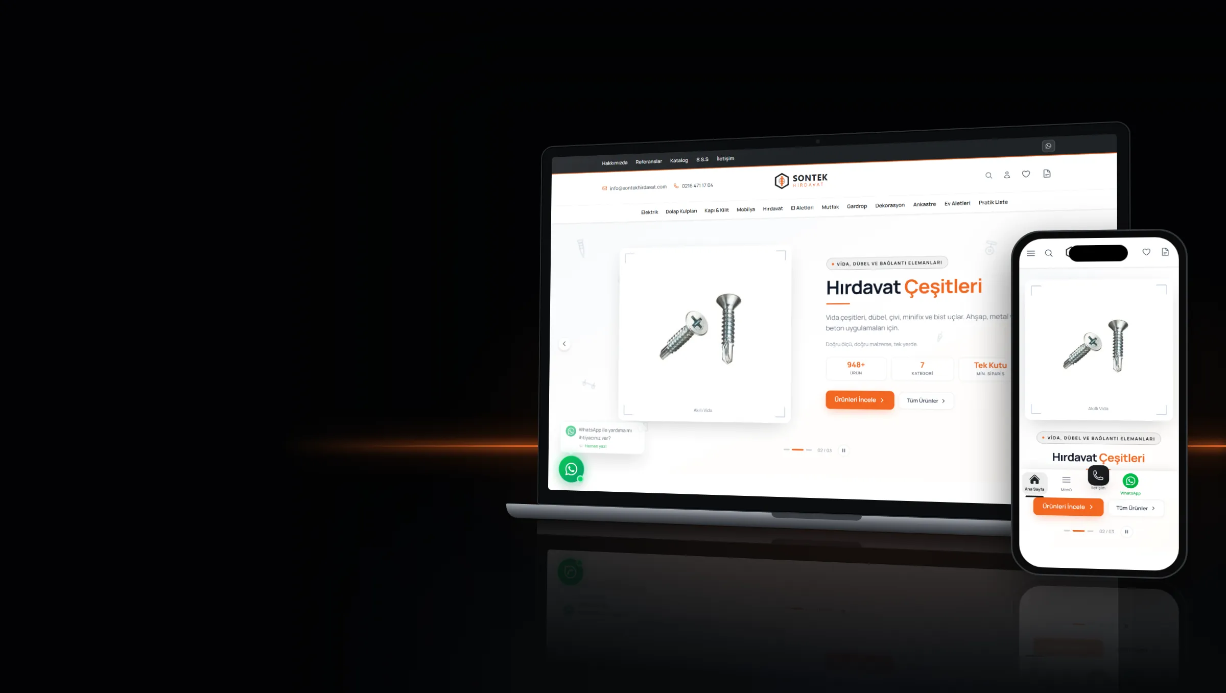 Desktop and mobile view of the Sontek Hırdavat website