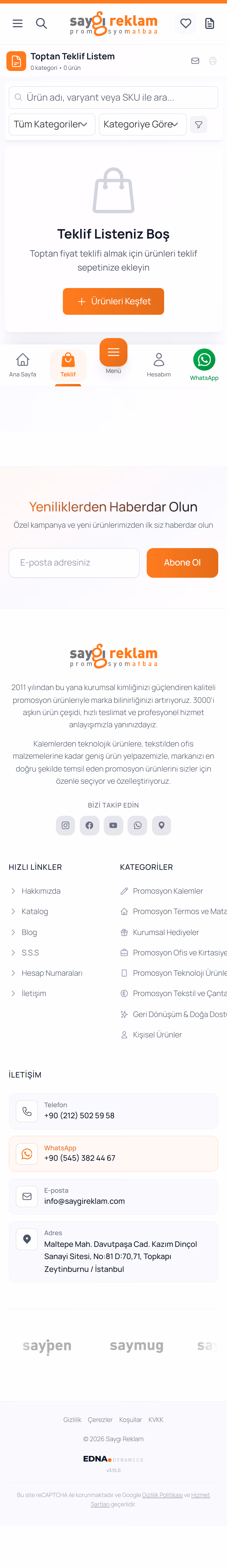 Teklif Listesi mobil ekran görüntüsü